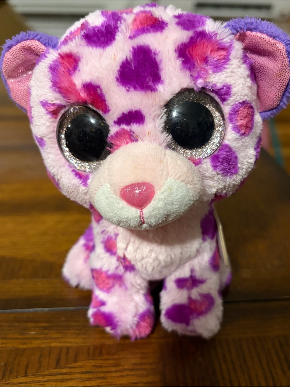 Ty Pink and Purple Heart-Print Plush Leopard